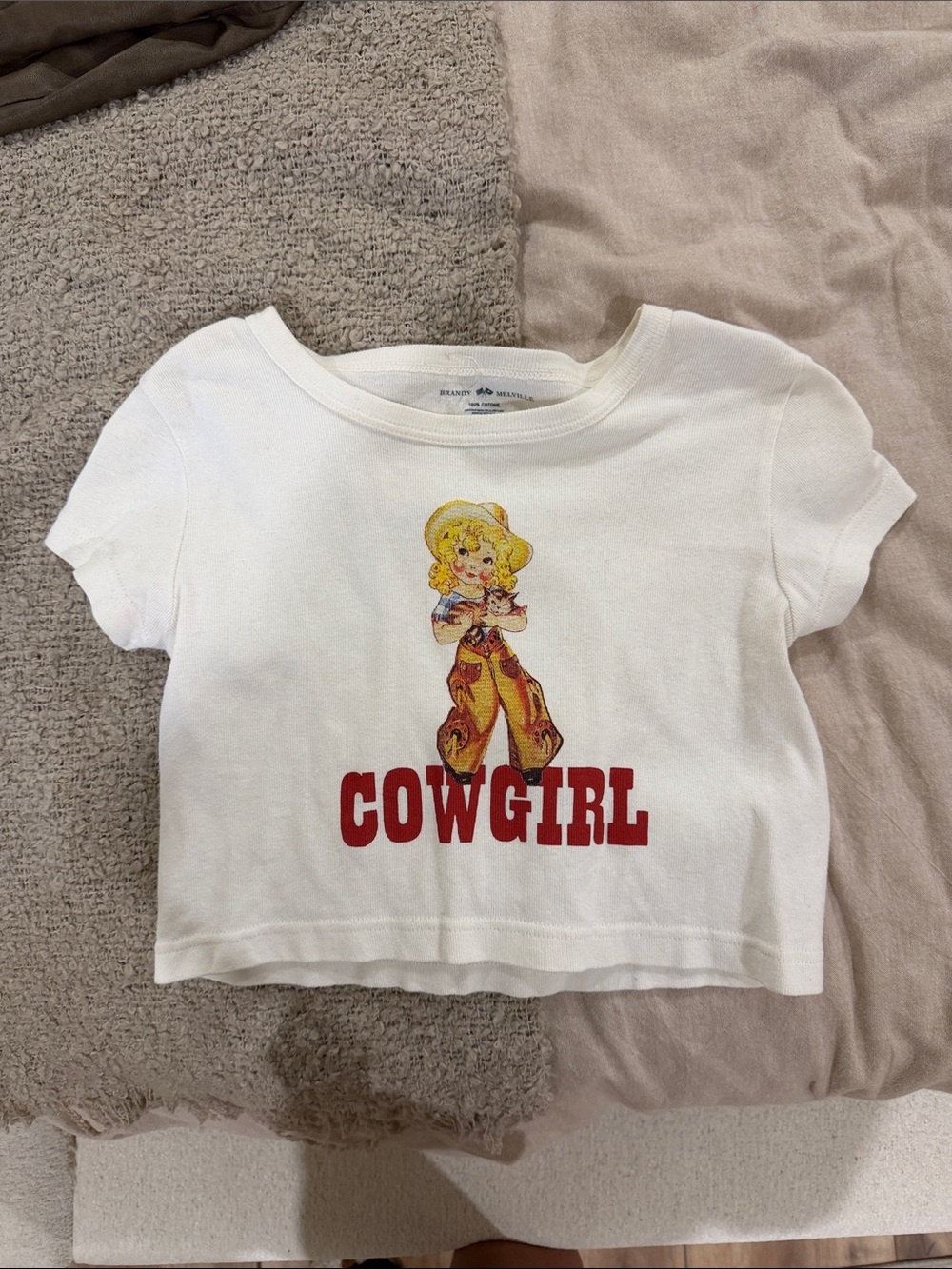 Cowgirl Graphic White Baby Tee